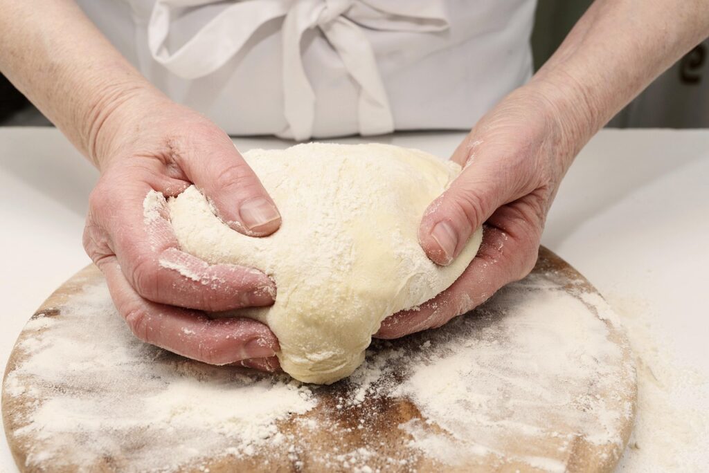 dough, flour, knead, bake, loaf, yeast, kitchen, chef, baker, dough, flour, knead, yeast, kvasac